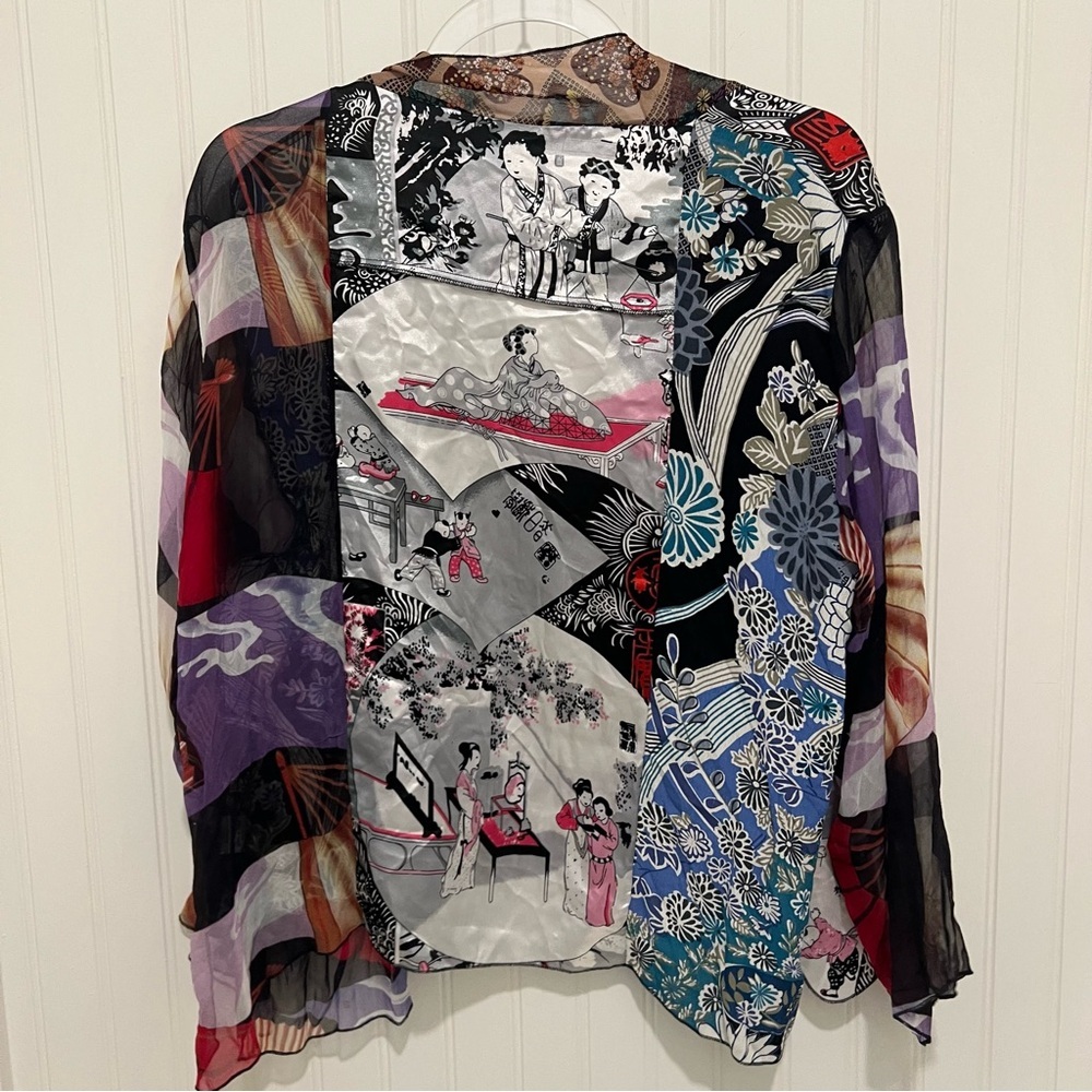 Silk Art to Wear Sheer Kimono Jacket - Picture 6 of 8